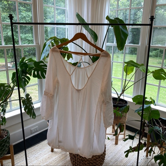 Aerie Tunic Dress Boho Lace Peasant Scoop Back - Picture 5 of 9